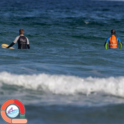 People outback on their surfboards, as per the Red Loop from The Loop Surfing Ability Measure