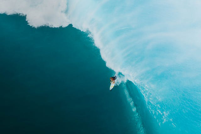 A surfer at Pipeline, Hawaii