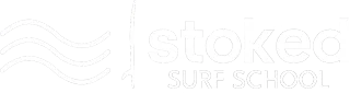 Stoked Surf School's logo in white