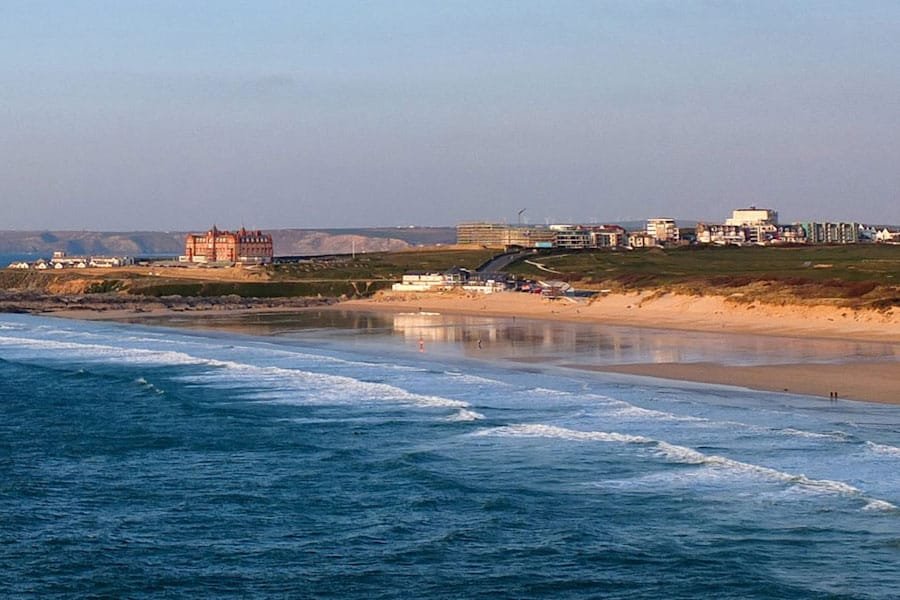 The Headland Hotel and Fistral Beach at Newquay, Cornwall