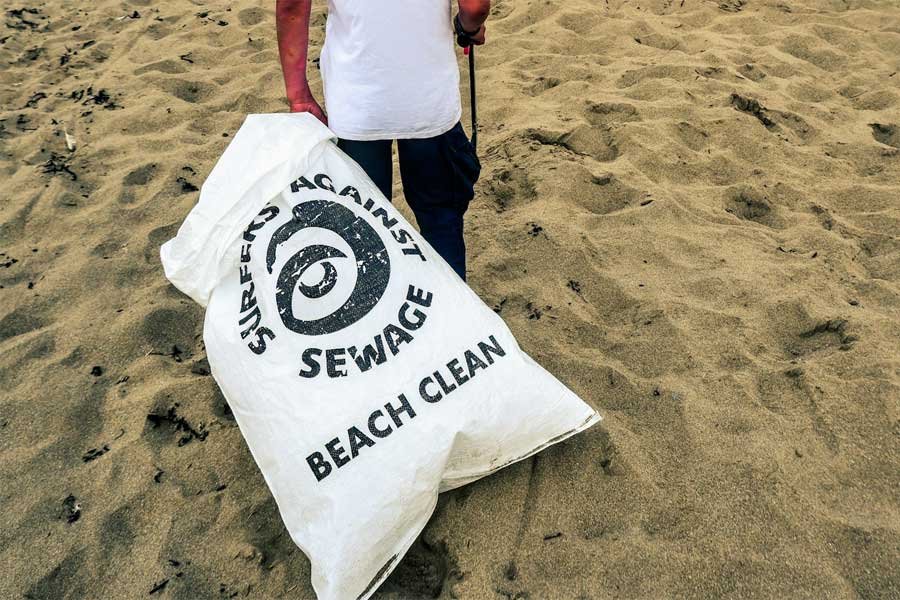 A bag for a Surfers Against Sewage organised beach clean